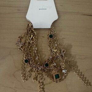 Elegant Gold and Green Chain Bracelet
